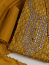 Neck Embroidered Cotton Blend Unstitched Suit With Dupatta